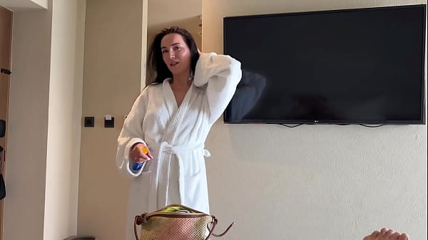 Trying on swimsuits in front of stepson leads to passionate sex