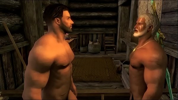Skyrim - Strong men hungry for sex relax in hot bath  