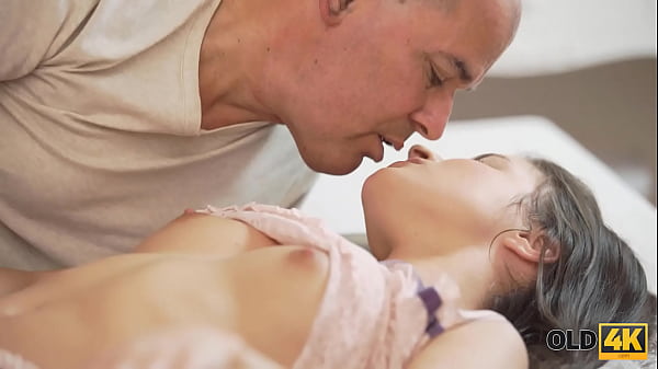 OLD4K. Naked and horny girl welcomes lovers old dick inside her ass