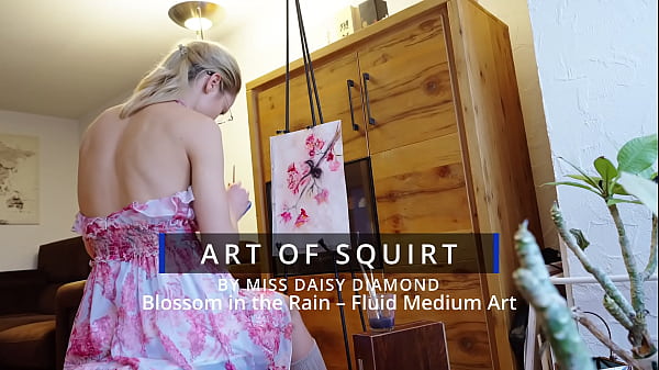 Blossom in the Rain &ndash; Modern Abstract Fluid Painting by Miss Daisy Diamond  