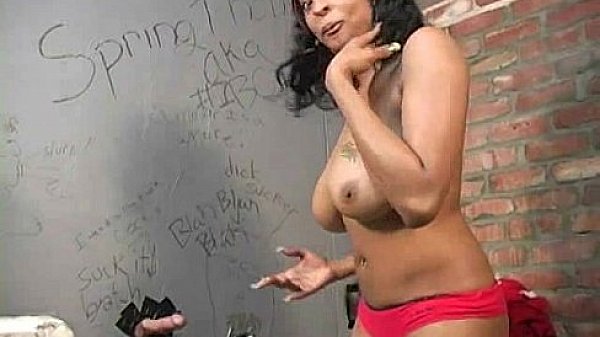 Ebony teen shows off her blowjob skills at gloryhole 14