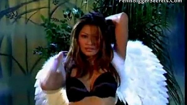 Asian girl with wings blows and fucks a guy well