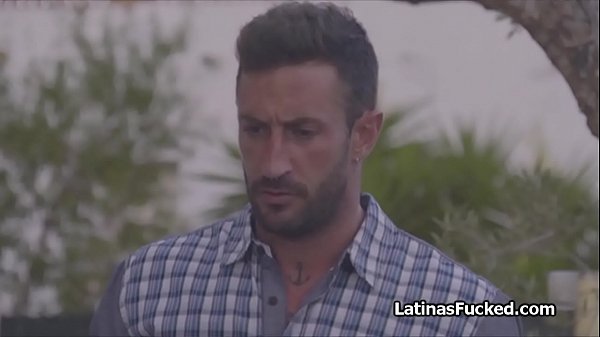 Spicy Latina breaks in to enjoy the pool but she gets busted hard