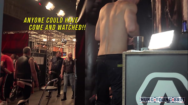 Three crazy horned up guys at the DARKLANDS fetish event are all over our booth 