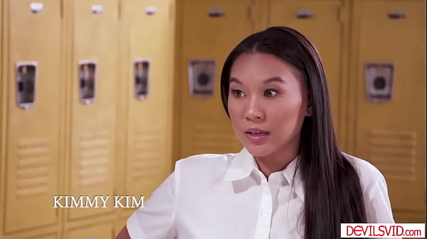 Brunette asian student seduces her teacher after class to get an A.The guy gives in and spanks her.The petite student blowjobs then gets fucked hard.