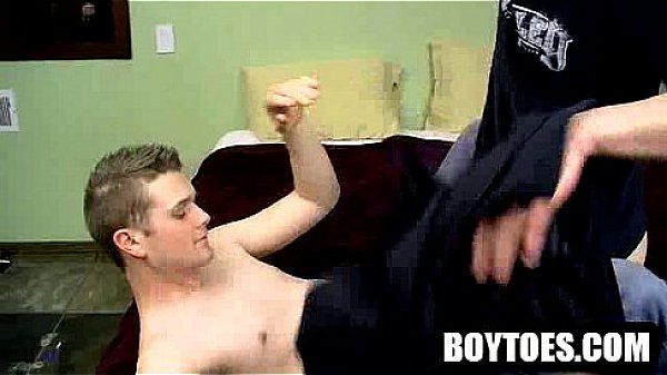 Amateur stud getting a footjob and a handjob 