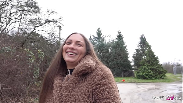 GERMAN SCOUT - PAWG MILF in Wet Look Leggings seduce to First Assfuck Casting