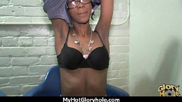 Ebony Hottie Milking Cocks in the Gloryhole 15