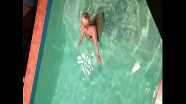 Sexy Tia Spied while filming professional porn extreme hot pool scene 