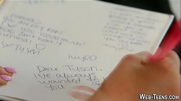 Tiny blonde teen eats box