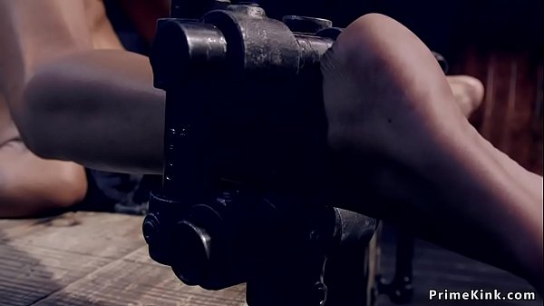 Hot ass ebony slave in metal device hard nipples clapmed  