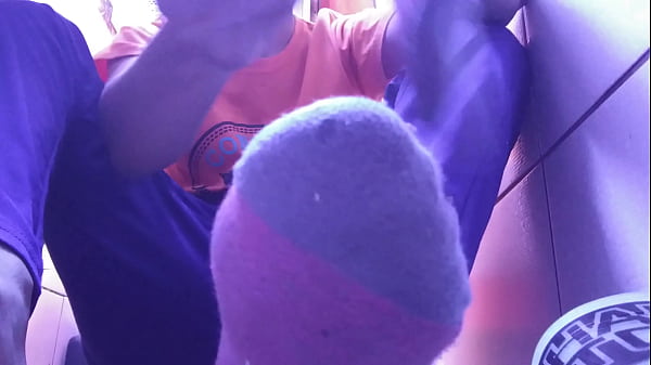 SHOWING MY FEET AND SWAETY SOLES AFTER A LONG DAY  