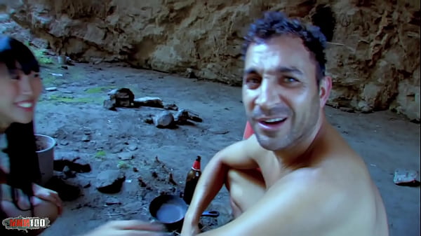 Natural bigtits asian pornstar Sharon Lee anal sex in a cave