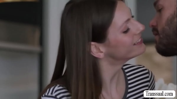 Sexy TS wife Amanda Riley is busy in the kitchen and her husband Cliff Jensen wants some fuck 