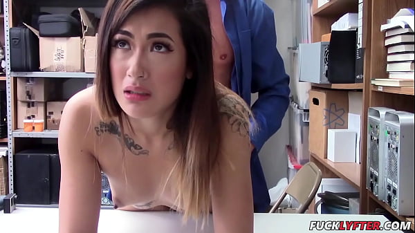 Petite Asian teen Aubree caught shoplifting and fucked by LP off r  