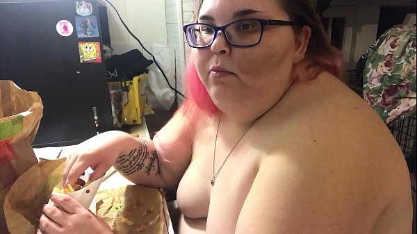 Topless bbw Burger King mukbang