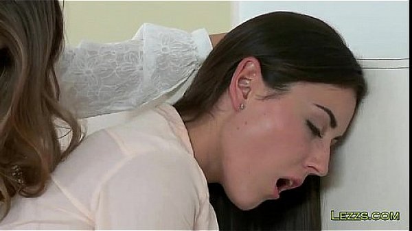 Brunette in pantyhose finger fucked in lesbian action