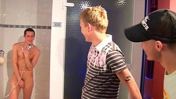 young twinks threesome in the shower