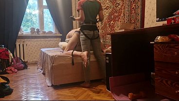 Girl pegging man amateur homemade  