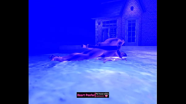 Missionary at night, at the pool...