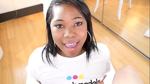 ASHANTI MILLER Cute 19 YO Ebony Black Cutie POV Blowjob and Huge Cum Load Swallow