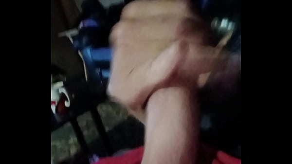 Jacking off in red sweat pants  