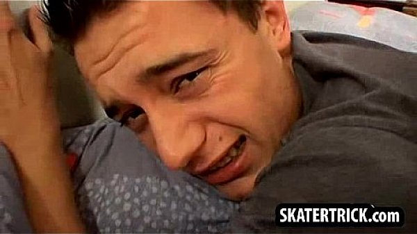 Skater hunk getting his ass slapped hard on the couch