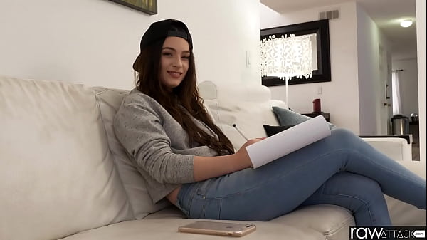 Beautiful teen Jade Symz take a huge dick in her tiny tight pussy, interview and behind the scenes