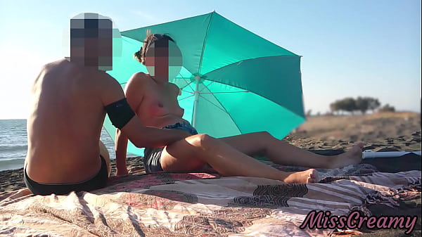 My naked wife on public beach touches her wet pussy and gets fingered by her student squirting in front of strangers - Caught sex - MissCreamy