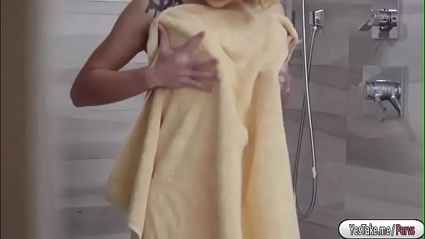 Kimberly is shaving her pussy in the shower while her room mate is peeking on her. Later she caught him. Later in the room he apologizes, Kimberly is not mad about it, in fact she seduces him to fuck  