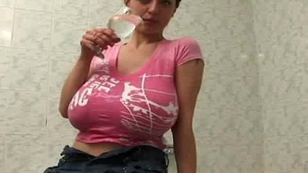 Huge breasts babe teasing hard  