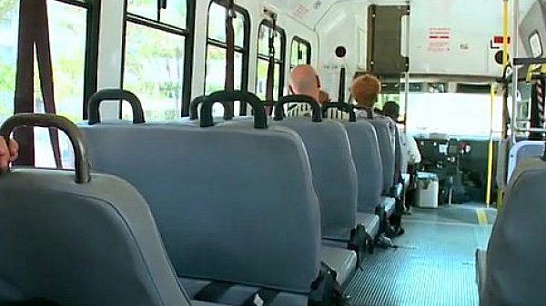Riding a bus with a cock in his ass 