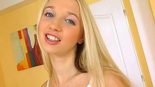skinny blonde bitch masturbating shaved pussy