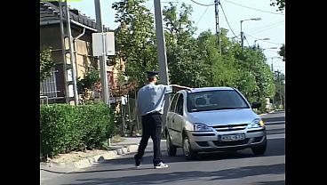 Pregnant brunette has great outdoor sex with a policeman  