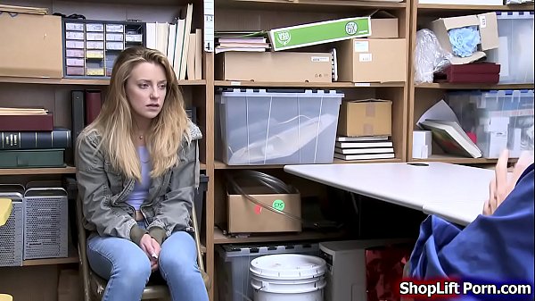 Teen blonde is arrested by an LP officer because she and her friends caught stealing jewelry.The officer made a deal with her.If he can do whatever he wants to her she can easily go.The officer pulls out his cock and fucks her tight pussy.