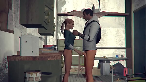 Секс с соседкой в анал на кухне, пока жены нет. Домашнее 3D видео.  