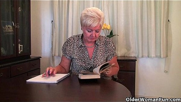 British and full figured granny Sandie masturbates with a dildo