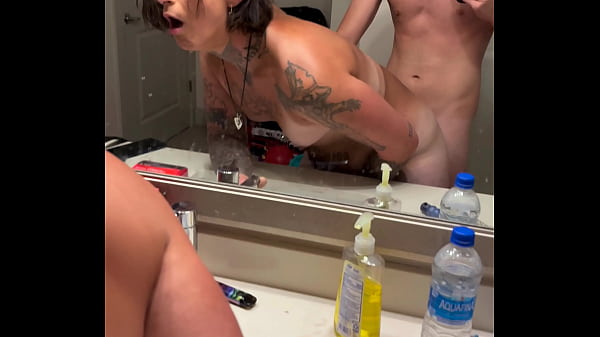 Super Sexy Tatted Tgirl Fucked in Bathroom 