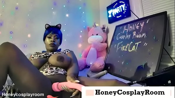HONEY COSPLAY ROOM -- FIRE CAT -- Big Titty Fat Pussy Cum PT.2