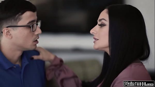 Busty milf wants to get back on her cheating wife and decides to have sex with her teen neighbor while she is watching.The big tits cougar rides cock  