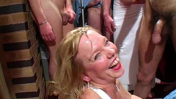 Amateur big boobed milf takes many facials