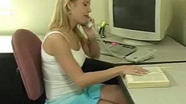 Rubbing Herself At Work.