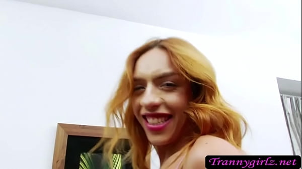 Redheaded and latina Tgirl Ariel Oberlin loves to jerk  solo 