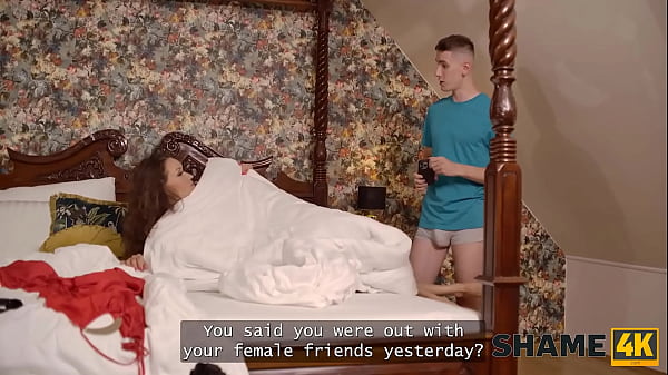 SHAME4K. Brunette slut can't handle her pussy and jumped on her friend's cock