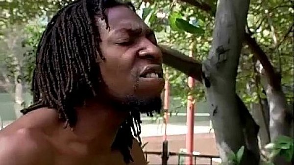 Gorgeous black girl sucking outdoors