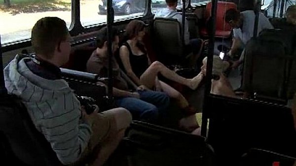 Bondage blonde anal fucked in public bus full of strangers