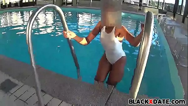 Ebony see-through swimsuit underwater