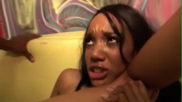 Skinny black stripper with booty ass gets black dick and cum on face