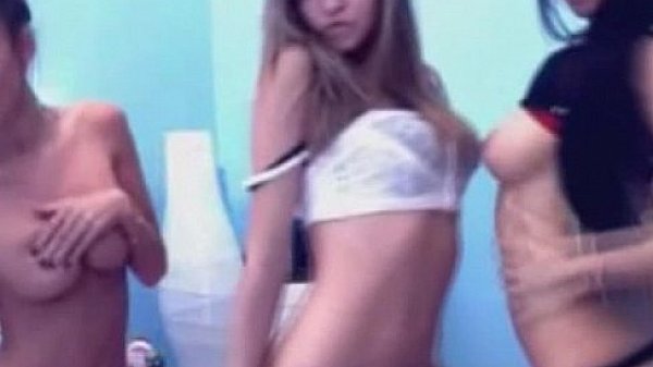 Three hot teens strip and have fun with each other
