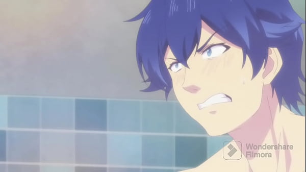 Boy is surprised bye a girl while taking a bath